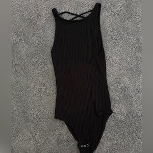 Black Ribbed Bodysuit